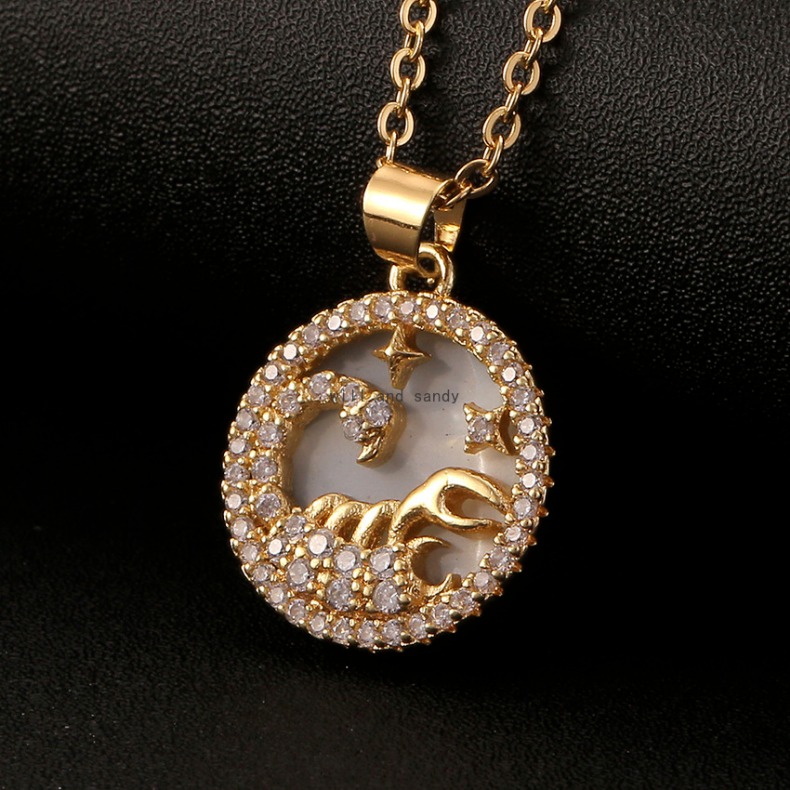 12 Zodiac Sign Necklace Leo Aries Pisces Coin Pendants Charm Star Sign Choker Astrology Necklaces Gold Chains Jewelry for Women wedding birthday valen