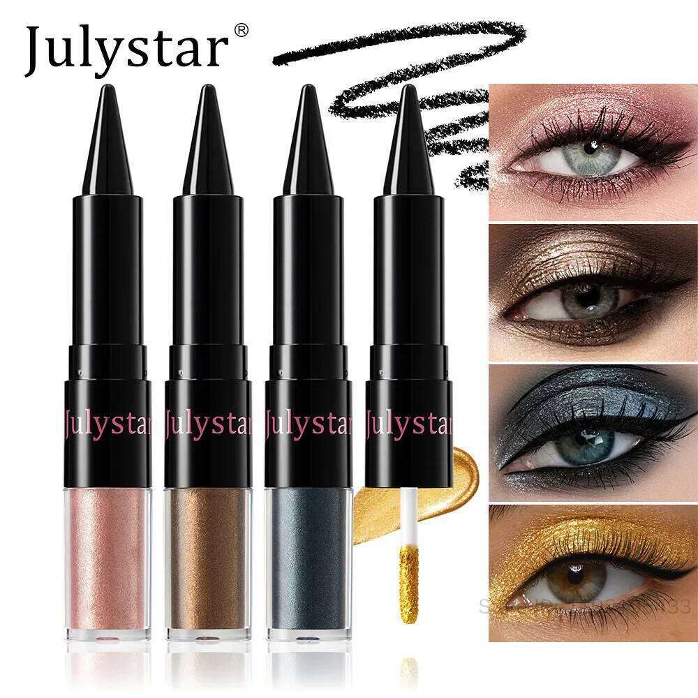 y Pearlescent Green Liquid Eye Shadow 2 in 1 Glitter Metallic Eyeshadow Eyeliner Pen Gold Pink Easy To Color Lasting Makeup X250727