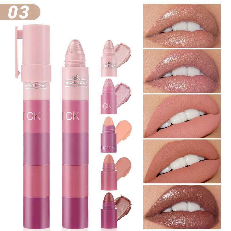 DIMSHOW 5-section Highlight Lazy Pencil Pearlescent Fine Glitter Illuminating Eyeshadow Stick Set X250726