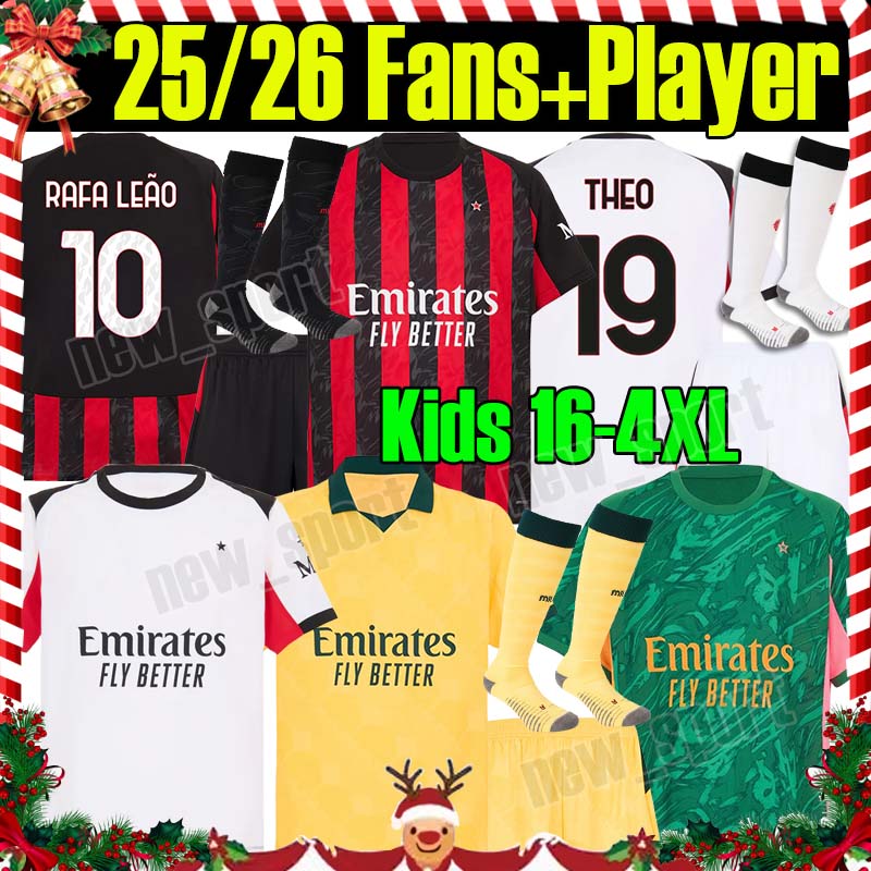 4XL 25/26 GIMENEZ Soccer jerseys 125 Anniversary THEO R.LEAO BONDO MILANES GIROUD SOTTIL TONALI M.MAIGNAN FLORENZI 2025 2026 Third Men Kids Kit football shirts