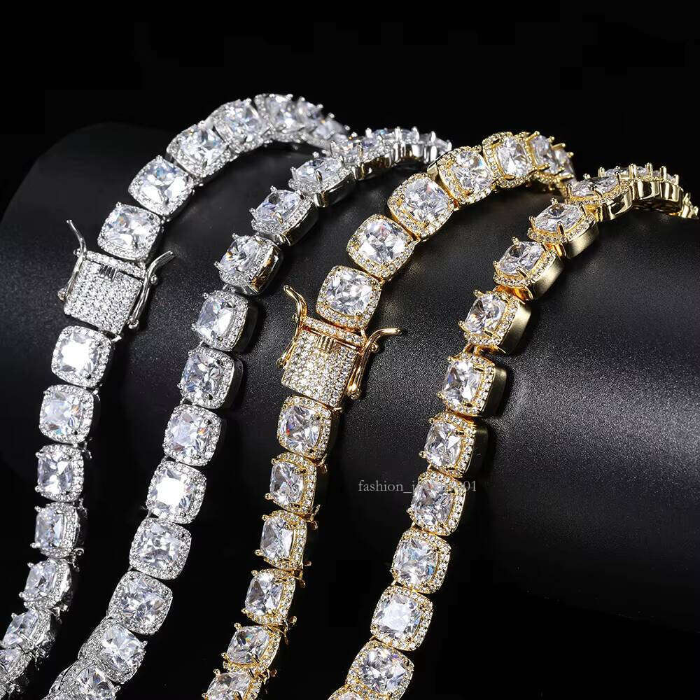 Luxurious 7mm Cluster Tennis Chain VVS Moissanite Sterling Sier Necklace Hip Hop Jewelry Women's Gift