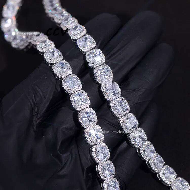 Large Size Moissanite Big 8mm 12mm Sterling Sier Tennis Link Chain Mens VVS Dia Necklace