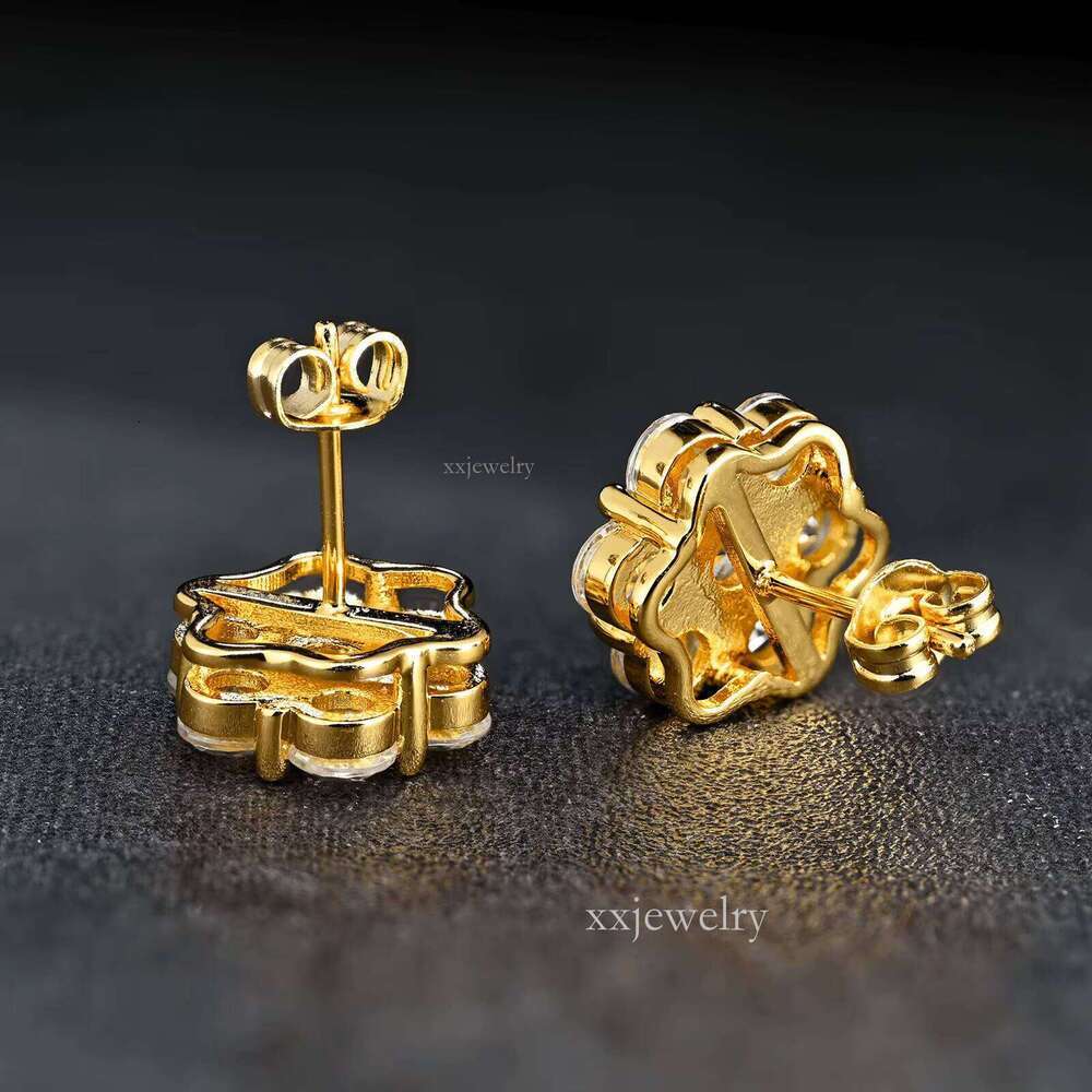 Tester Suower Cluster Sterling Sier VVS Moissanite Earrings Unisex Gold Plated