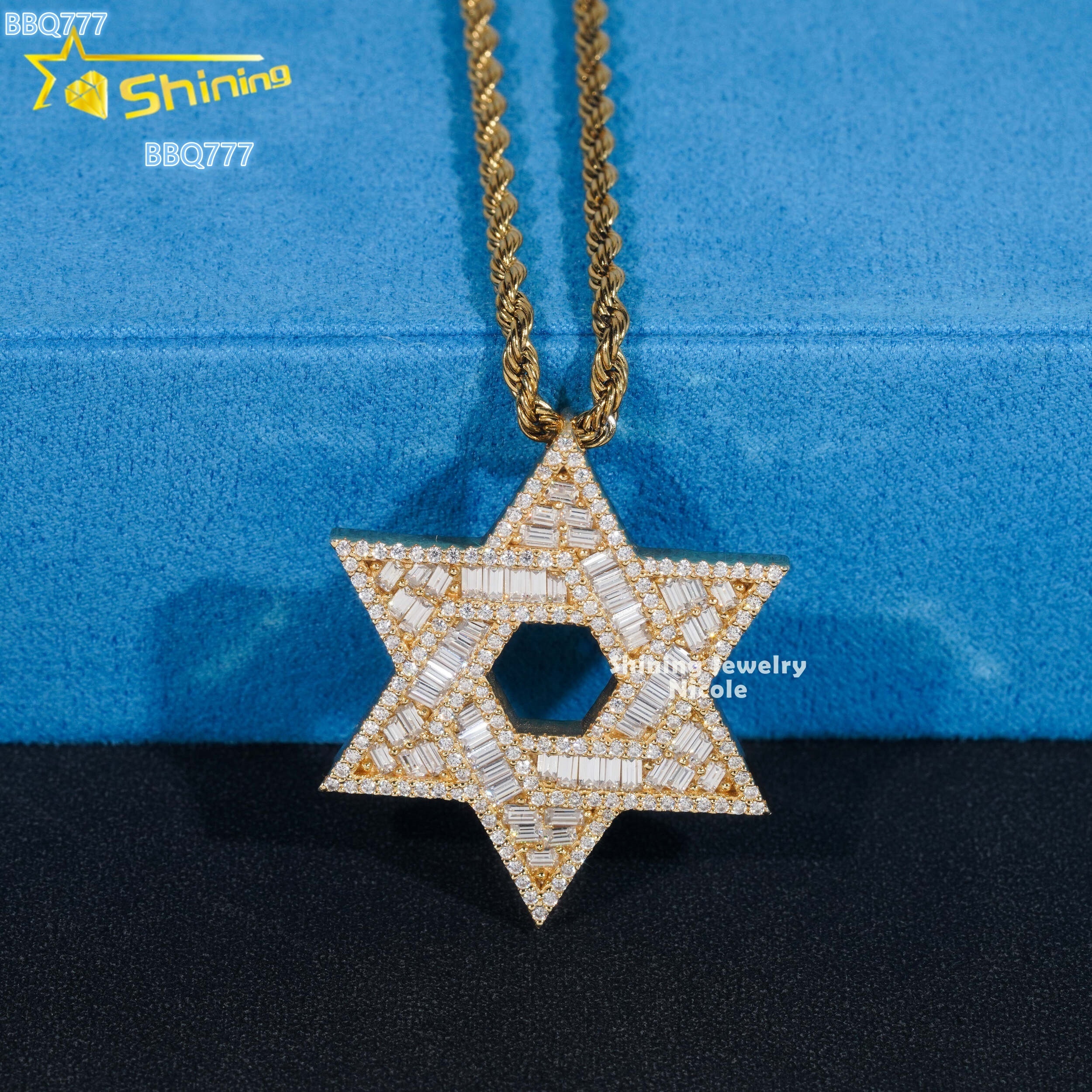 2025Custom High Quality Hip Hop Star 925 Sterling Silver Iced Out Baguette VVS Diamond Moissanite Pendant