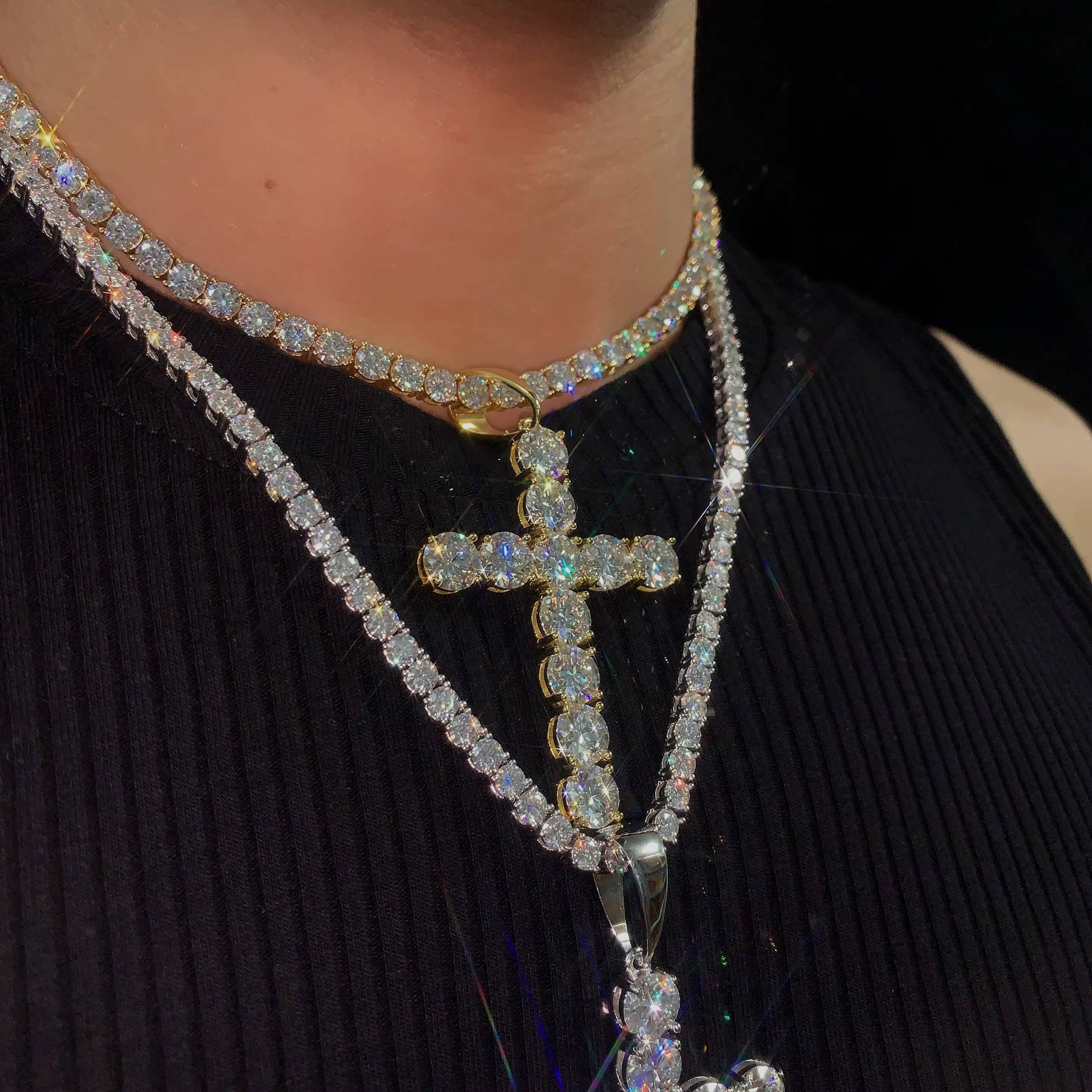 Ready to Ship 48 Hours X Large Cross Pendant Moissanite Pendants Sun Iced Out Jewelry Diamonds Custom Moissanite Pendant