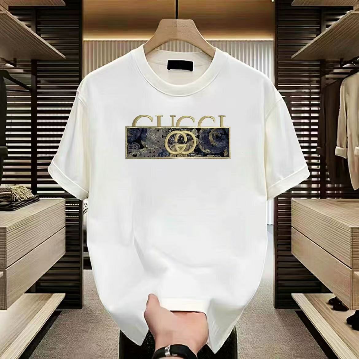 Teen Boys Heavyweight Cotton Men's Embroidered Tee - 2025 Summer Crew Neck Streetwear Top