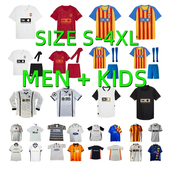 25 26 Valencias CF soccer jerseys 2025 2026 CAVANI GUEDES camisetas de futbol Gaya M.Gomez men kids kit 95 96 97 99 00 01 03 04 Aimar MENDIETA Romario RETRO football shirts