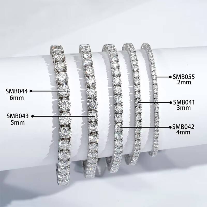 3mm Round Cut White Moissanite S925 Silver Tennis Bracelet
