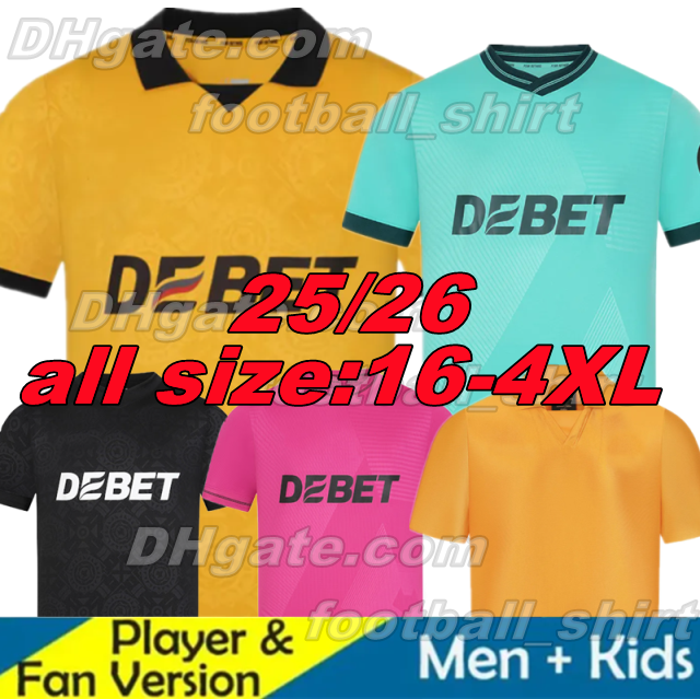 4XL 25 26 Wolves Football Shirt kit Home Away Soccer Jerseys 2025 2026 Men Kids Fans NETO GOMES STRAND LARSEN HEE CHAN CUNHA WoLvErHaMp 70th ToNes Tops