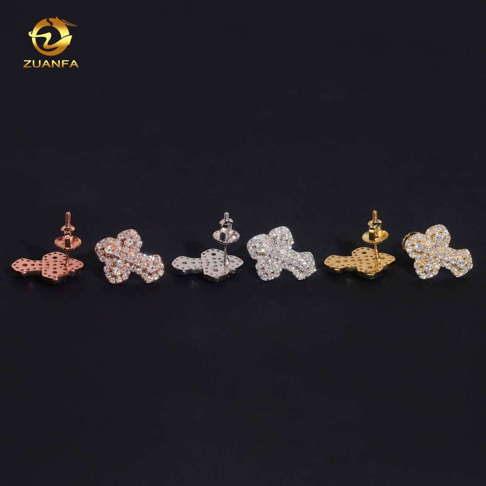 Fashion Men's Screw Back D VVS Moissanite Iced Hip Hop Accessories Sier Cross Earrings