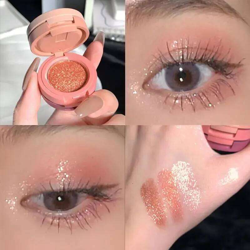 3 Warna Cute Nude Glitter Eyeshadow Palette Kosmetik Pelbagai Fungsi Pembayang Mata Tricolor Pearlescent Sand aron Eyesha X250726