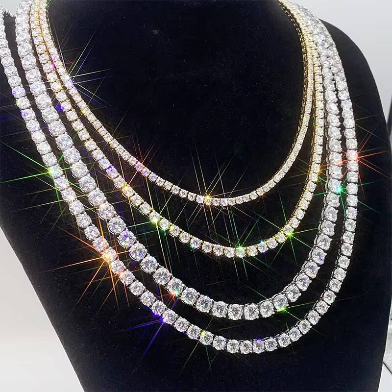 Factory Price Tennis Bracelet necklace Pass Diamond Tester Vvs Moissanite Hip Hop Jewelry Silver Lab Diamond Tennis Chain