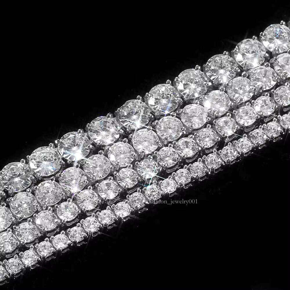 Fine Jewelry Hip Hop Sterling Sier VVS Moissanite Dia Classic 3MM Tennis Chain Necklace for Men Women