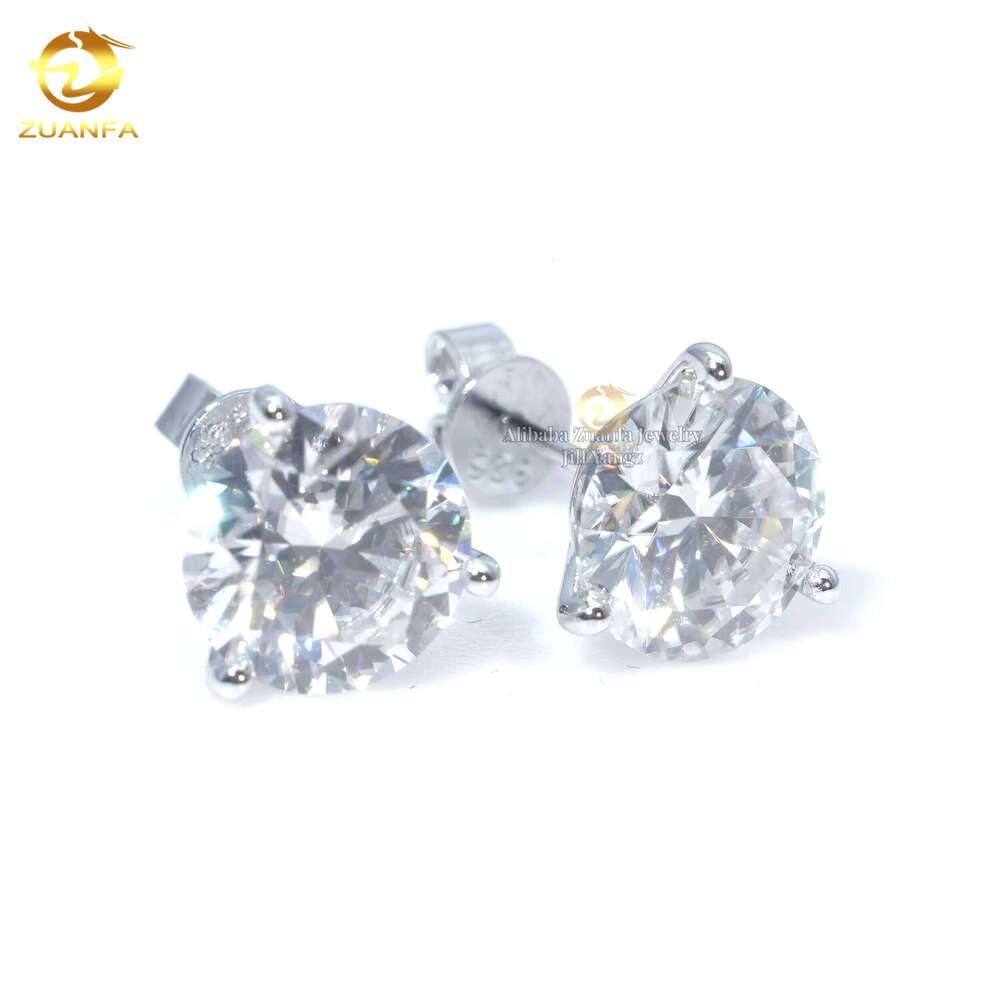 Martini Set Moissanite Earrings 9.5mm Large Stone Round Brilliant Cut Sier Wedding Accessories Hip Hop Jewelry