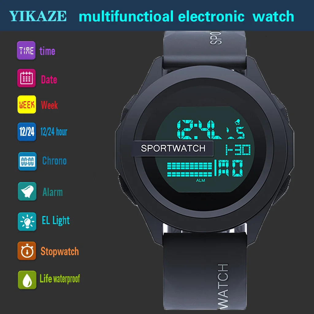 1KAZ Sport Watch for Men Military Digital Watch Stopwatch Luminous Date Week Waterproof Mens Clock Electronic Wristwatch 250724