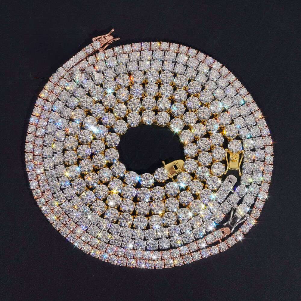 Best Selling Bulk Stock Iced Out Chains Sier S 3mm 4mm 5mm VVS1 Moissanite Tennis Chain Necklace for Women and Men