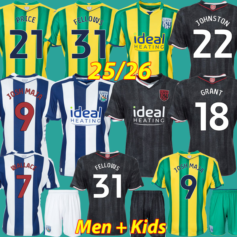 2025 2026 West Bromwichs Albions Soccer Jerseys 25 26 WBA Kits West Brom Football Shirt The Baggies Kits WALLACE JOSH MAJA FELLOWS GRANT Men Kids Kit Uniform