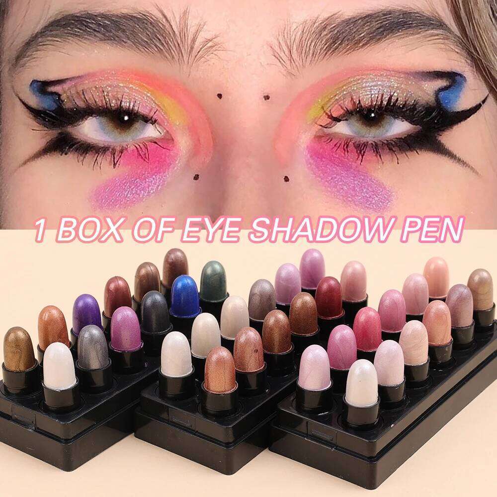 Eyeshadow Pencil Set 12 Colors Waterproof Long Lasting Glitter Shimmer Eye Shadow Pen Highlighter Matte Stick Eyes Makeup Tools X2507