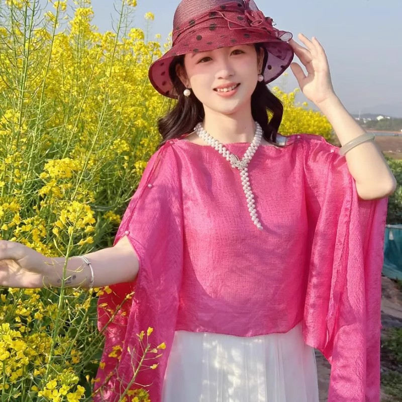 K1494 Summer 2025 new solid color shawl women's fashionable all-match sun protection scarf travel photo scarf