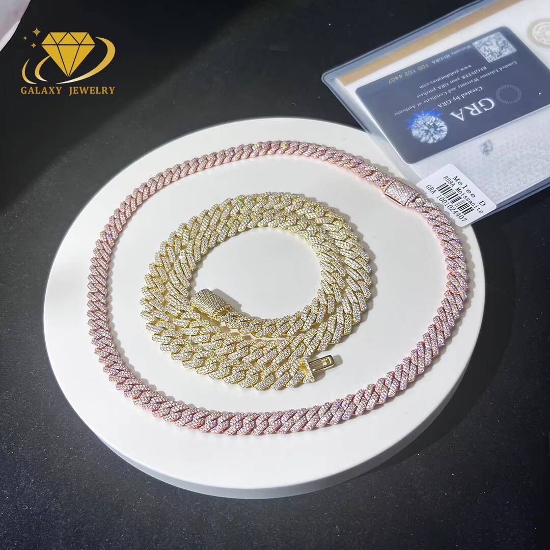 Fashion Jewelry Necklace Hip Hop Iced Out High Quality 925 Silver 8mm Cuban Link Chain Moissanite Vvs Cuban Link Chain