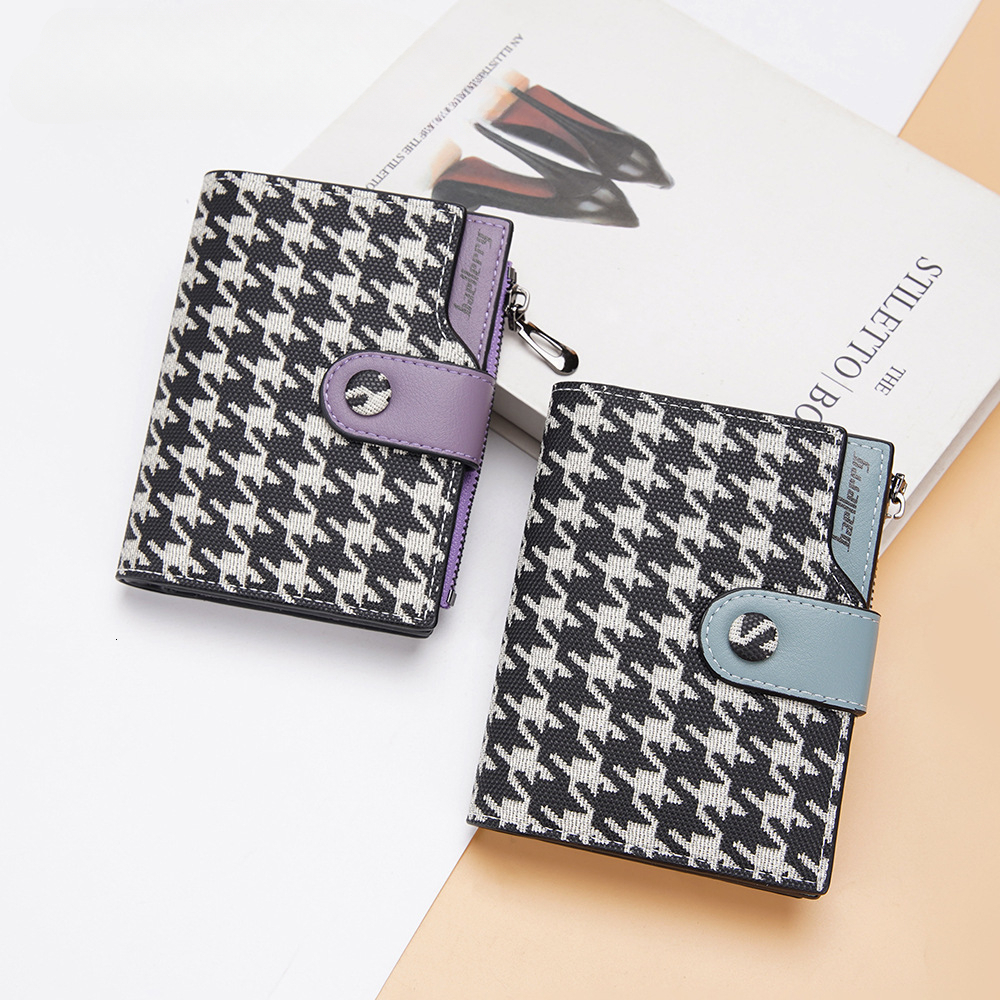 Luxury Brand Designer Bag New Short Korean-style Checkered Multi-slot Zipper Coin Purse For Women