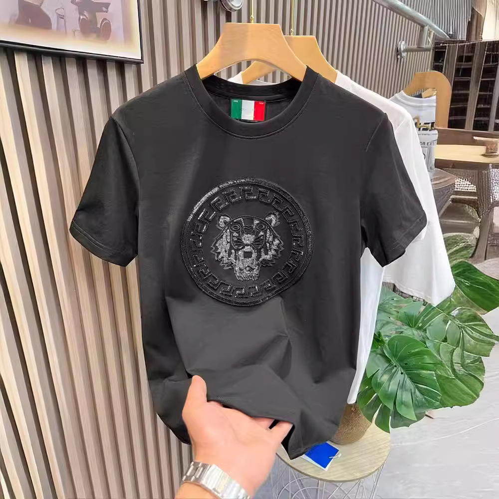 Teen Boys Tiger Embroidery Crew Neck T-Shirt - 2025 Summer Slim Fit Streetwear Tee With Free Shipping