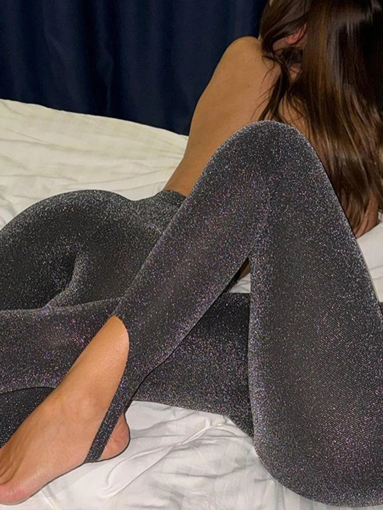 Fashion Knit Bright Silk High Stretch Solid Color Pants Bright Silk Leggings Tight Foot High Stretch Pants For Women 250724