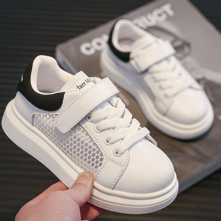 Designer Shoes 2025 Kids' White Hook & Loop Sneakers - Spring Fall Casual Athletic Shoes for Boys & Girls Non-Slip Everyday Toddler Shoes