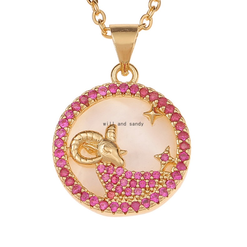 12 Zodiac Sign Necklace Leo Aries Pisces Coin Pendants Charm Star Sign Choker Astrology Necklaces Gold Chains Jewelry for Women wedding birthday valen