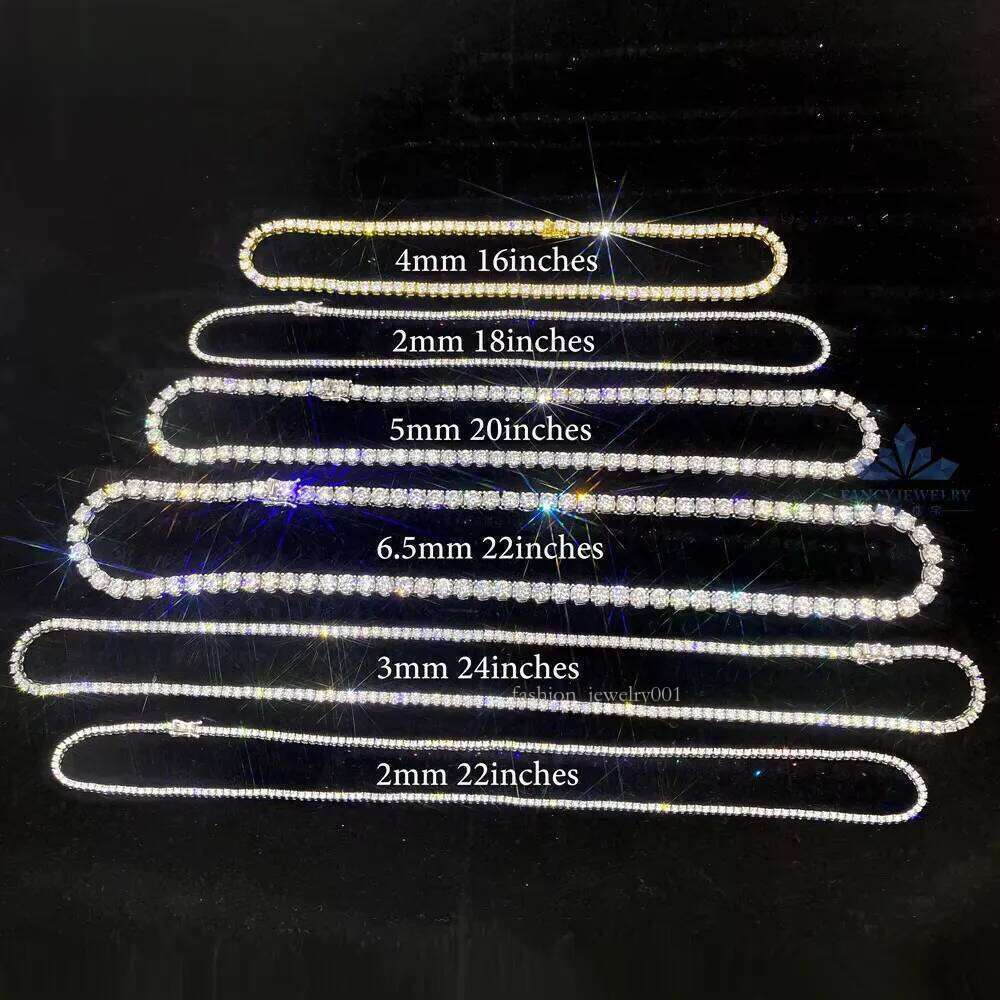 Fast Delivery High quality tennis chain 2mm 3mm 4mm 5mm 6.5mm Shining brightly D VVS moissanite women men necklace