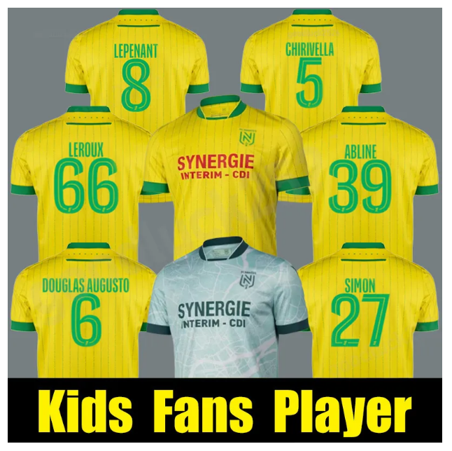 25 26 FC Nantes Soccer Jerseys ABLINE SIMON Les Canaris Maillots de football 2025 2026 M.MOHAMED THOMAS Football Shirts LEPENANT M.ELIA Men yellow Uniforms
