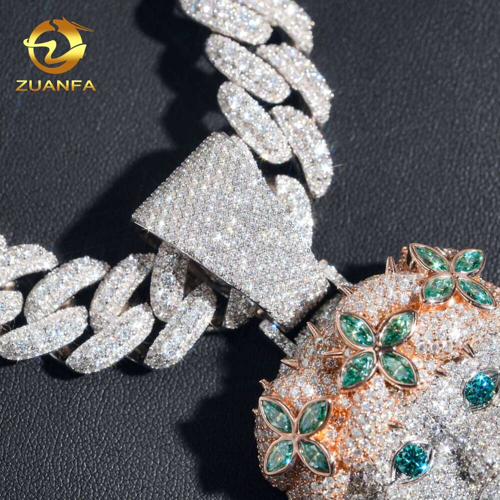 Unique Color Blocking Design Plating Over Sier 3" Large Size Fully Iced Out Moissanite Dia Jesus Piece Hip Hop Pendant