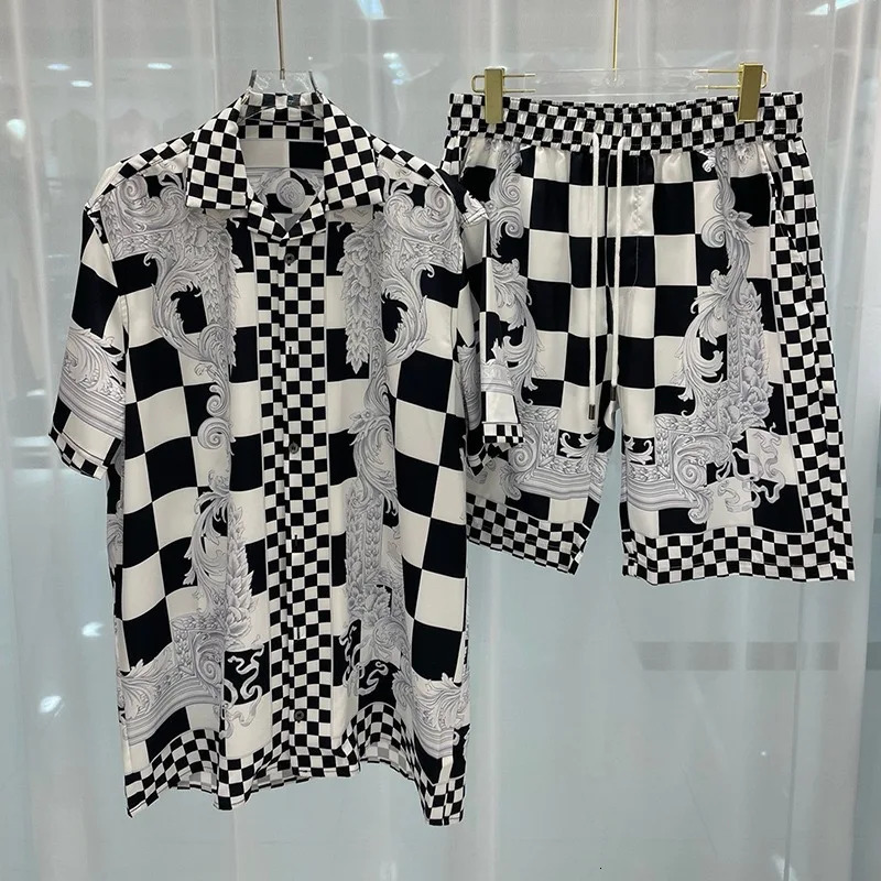 2025 Vintage Men Shirts Sets Summer 3D Print Beach Short Sleeve Shirt Shorts Casual Trip Mens Hawaiian 2 Piece Suit Blouse 250724