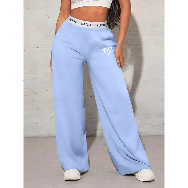 Trousers Casual Loose Love Printed Webbing Womens Wide Leg Drag Pants Fashion Female Clothing Z260314