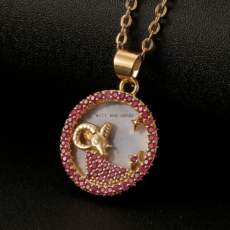 12 Zodiac Sign Necklace Leo Aries Pisces Coin Pendants Charm Star Sign Choker Astrology Necklaces Gold Chains Jewelry for Women wedding birthday valen