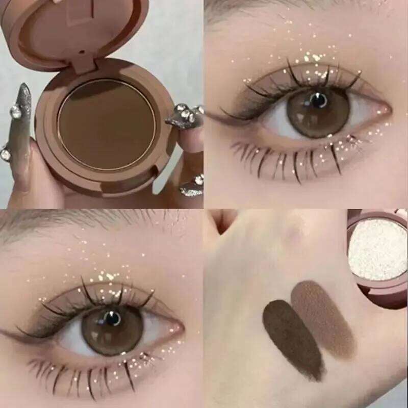 3 Warna Cute Nude Glitter Eyeshadow Palette Kosmetik Pelbagai Fungsi Pembayang Mata Tricolor Pearlescent Sand aron Eyesha X250726