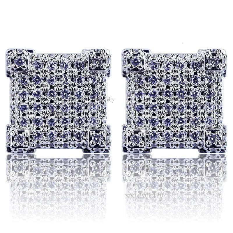 Sparkling Hiphop Men Screw Back Zircon Earrings Brand Designer Male Cool Cubic Crystal Dia Ear Stud Top Quality Jewelry Wholesale