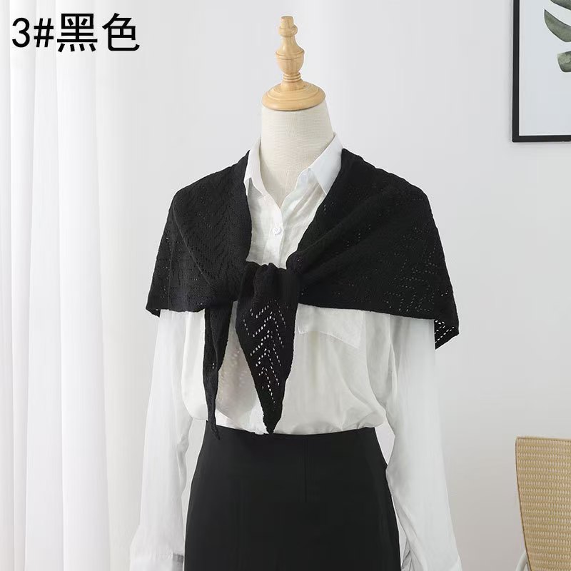 T1325 Spring and Summer Triangle Knitted Wool Shawl Top Windproof Scarf Neck Dual Use