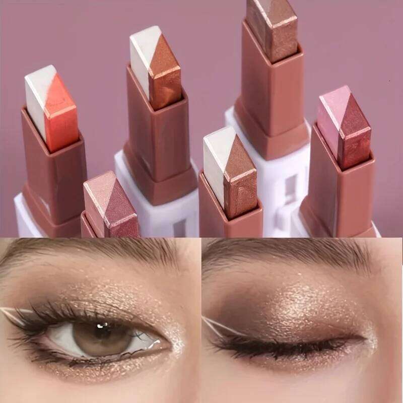 Pearly Pen Glitter Eye Shadow Stick Matte Eyeshadow Waterproof Bicolor Shimmer Cosmetics Beauty Makeup Tools X250726