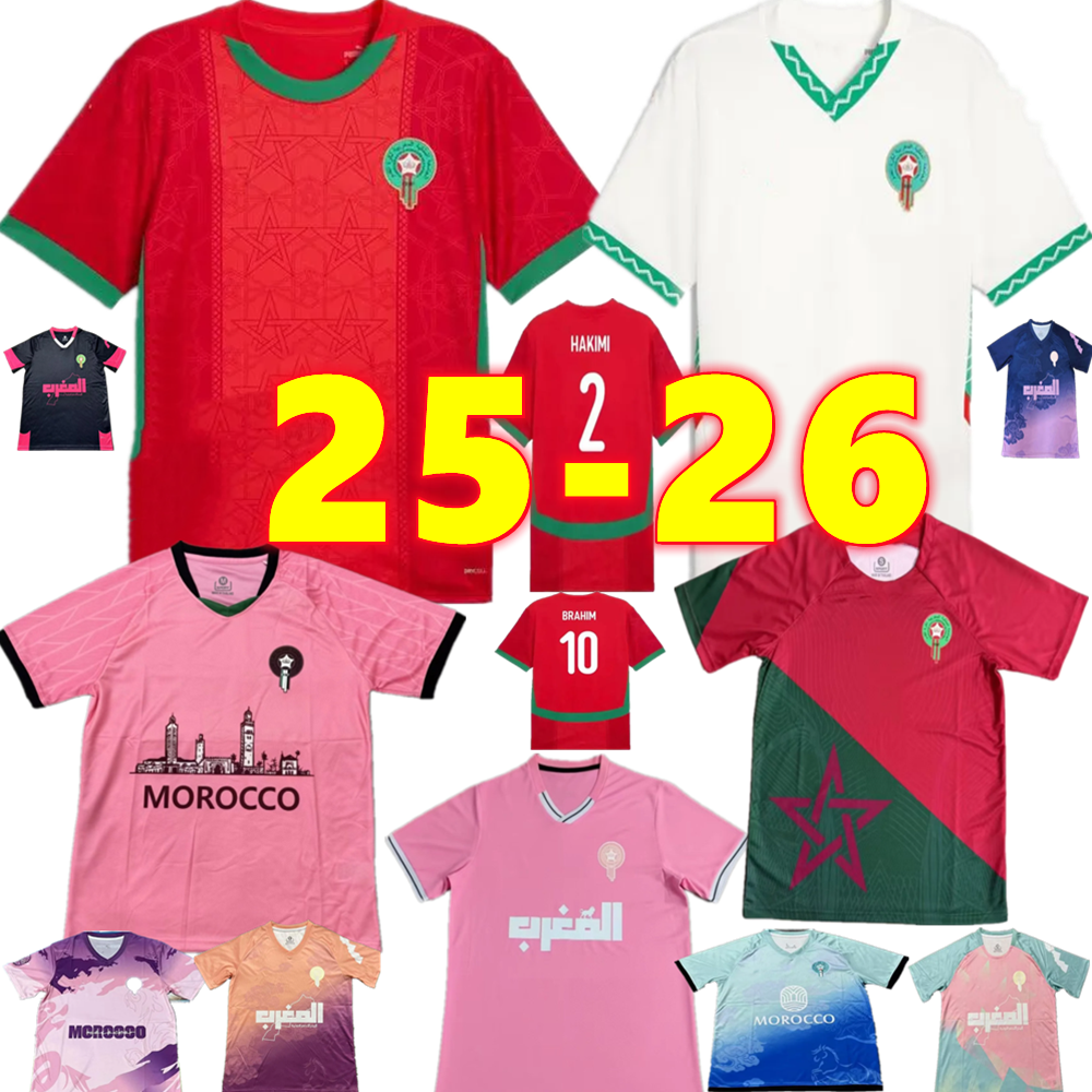 Morocco jerseys 25-26 HAKIMI T Shirt NO10 Brahim Player ds Youth Sport Football T Shirt Classic Training ZIYECH Uniform Sweatshirt Jersey Tops Morocco man kids