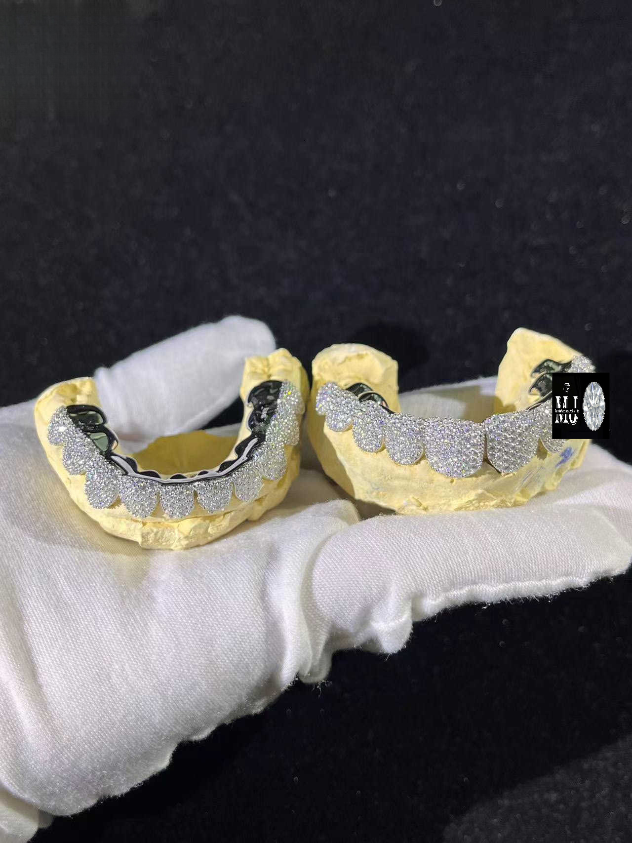 Lifeng Jewelry Custom Rapper Dia Iced Out Perm Cut Sterg Sier Moissanite Grillz for Men