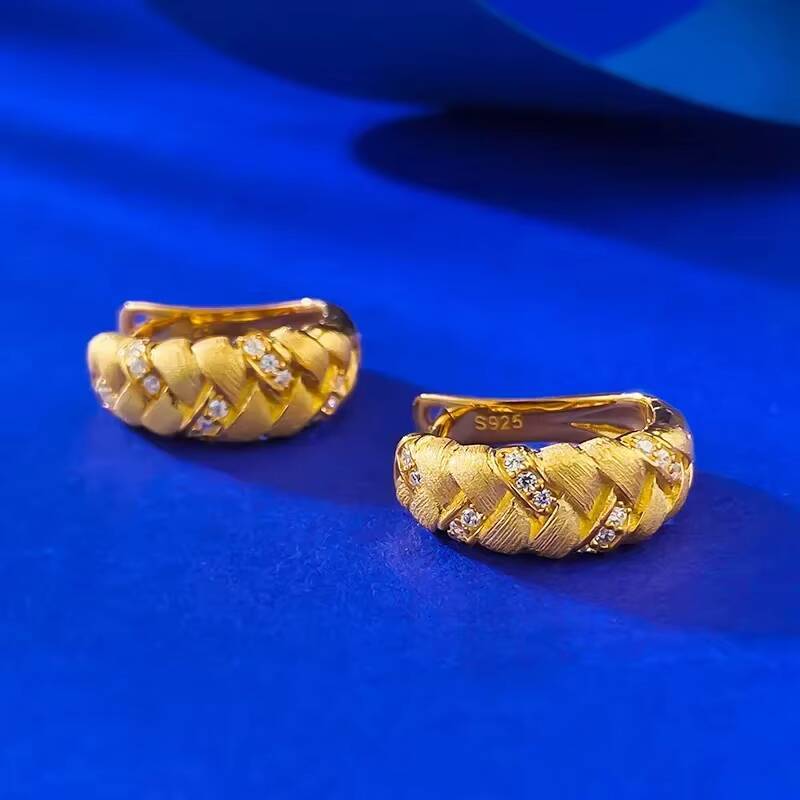 MEENOY Trendy 14K Gold Jewelry Real 925 Sterling Silver Wedding Hoop Earring for Women