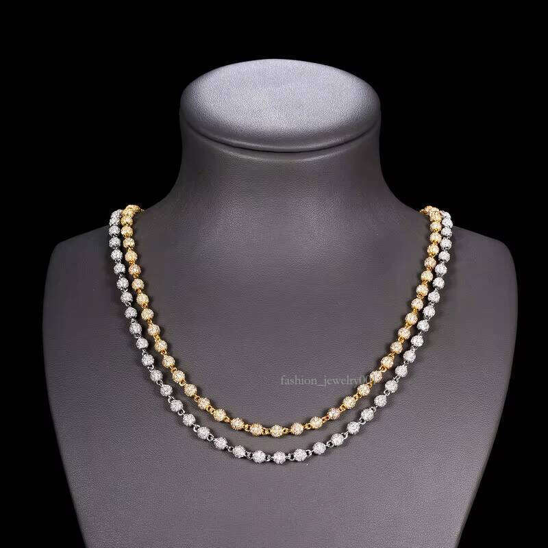 Chain VVS Ball Bead Bracelet Pure Sier Tennis Moon White Hephaistian Disco Necklace Hiphop