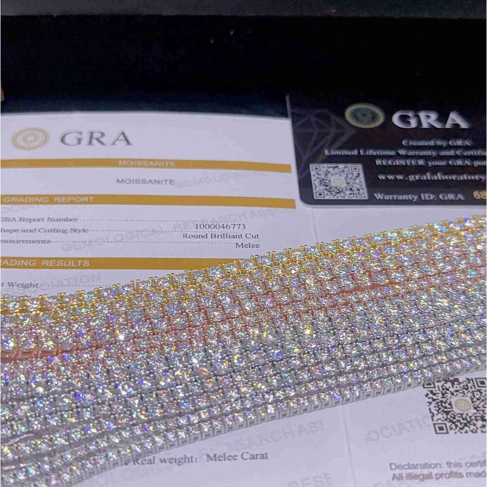 2mm 3mm 4mm 5mm Hip Hop Necklace Sier vvs moissanite tennis chain women mens necklace pass dia tester Chain