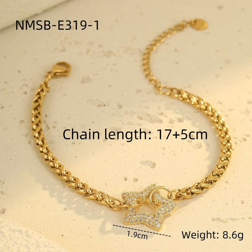 INS Luxury jewelry designer bracelet Women single row tennis bracelet fashionable star bracelet niche high-end stainless steel bracelet versatile temp