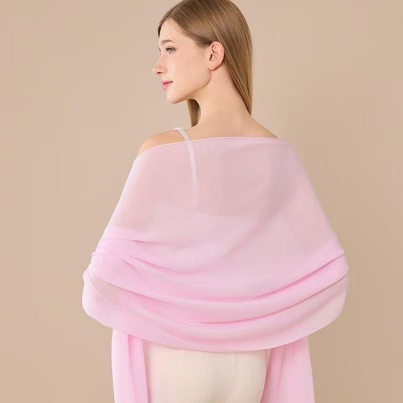 K1492 European and American cross-border pure color chiffon long shawl bride bridesmaid wedding dress prom party dinner shawl female