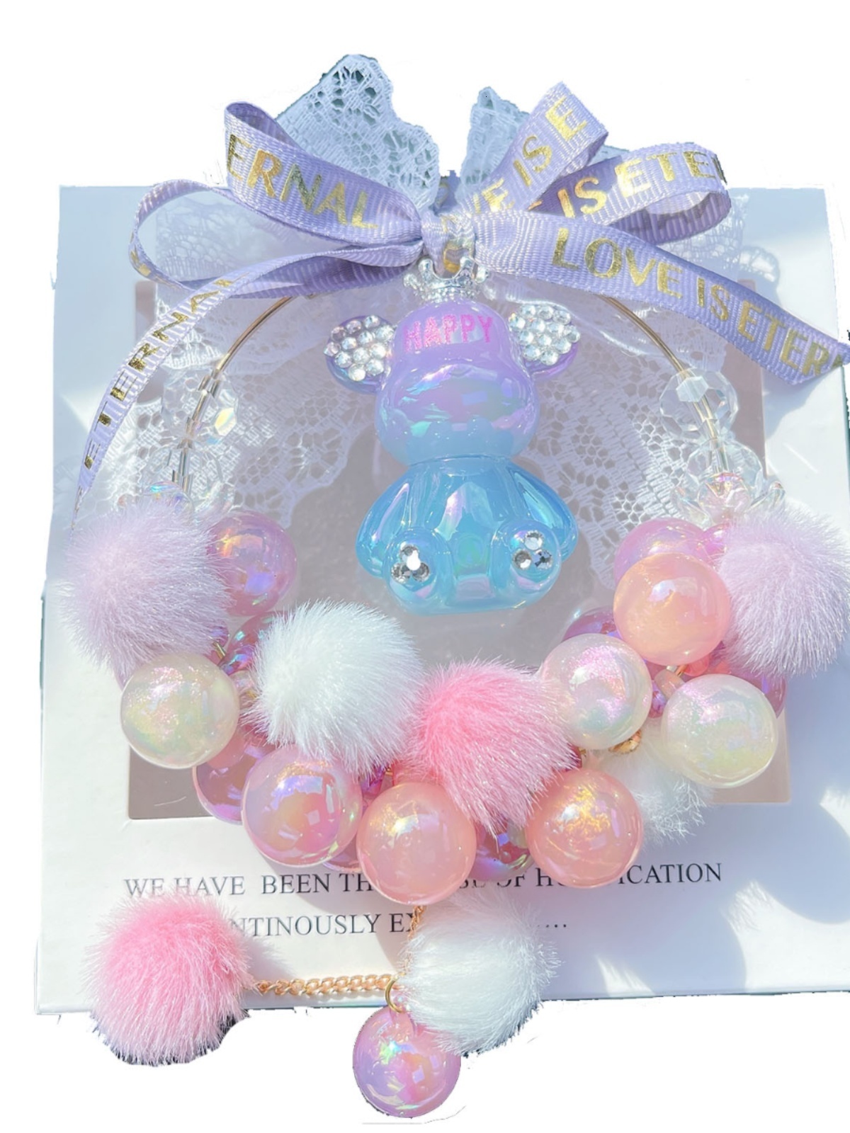 Morandi Bear Car Pendant Healing Rearview Mirror Hanging Ornament Car Interior Decoration Car Accessories for Women 250728