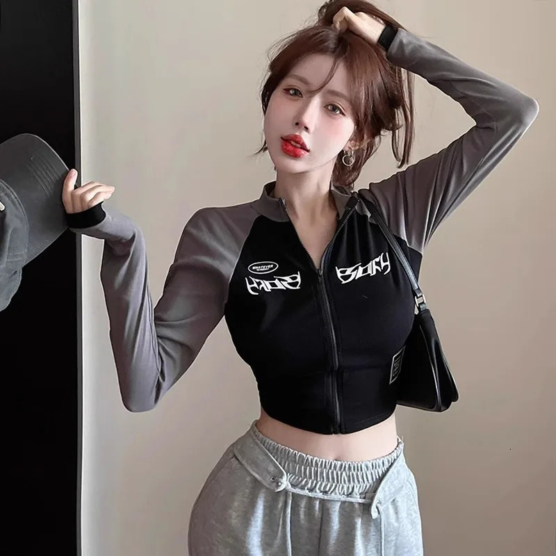 American Style Zippered Long Sleeved Tshirt 250728