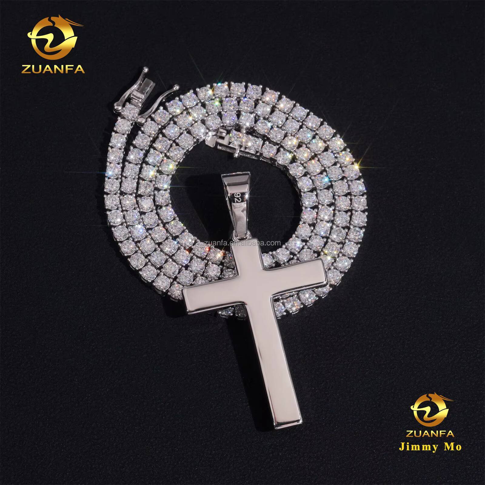 Religious Style Buss Down Iced Out Fire Jewelry Hip Hop Pendant Man Stylish Gift 925 Silver Natural Diamond Jesus Cross Pendant