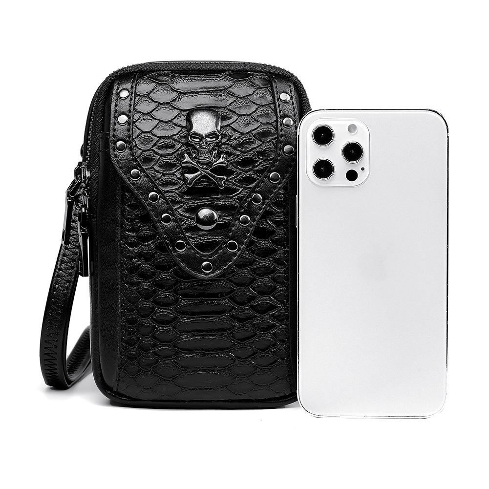 New PU Leather Skull Snake Pattern Women's Crossbody Outdoor Shoulder Phone Travel Small Bag ddmymoon